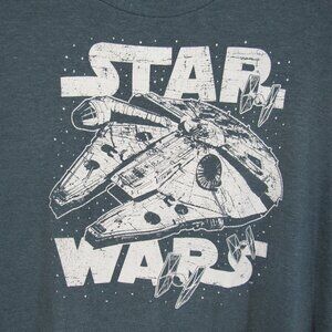 Star Wars Men's Graphic Tee Millennium Falcon 2XL VFIFTHSUN Gray Short Sleeve